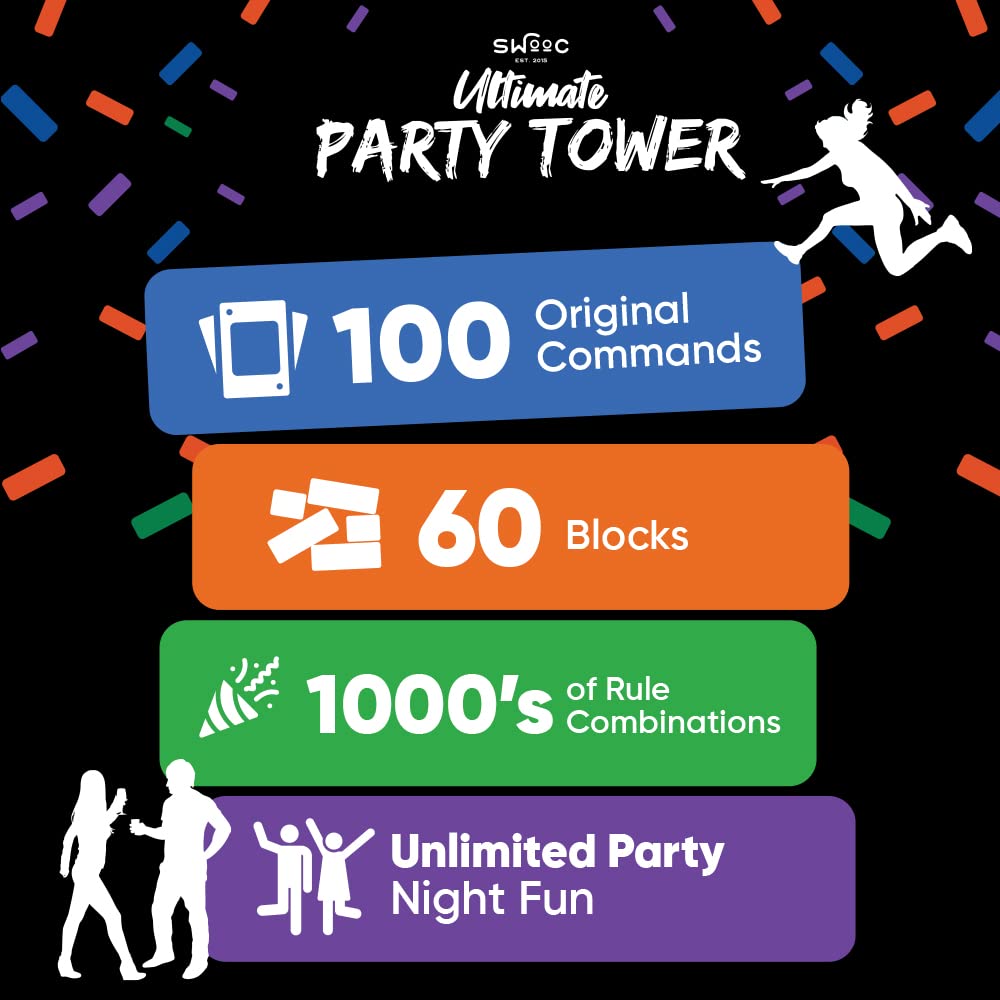 SWOOC Ultimate Party Tower — 100 Commands, 60 Blocks, 1000s of Rule Combos (21+)