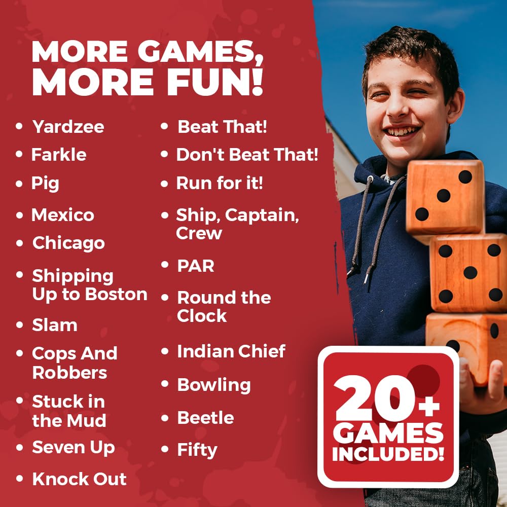 SWOOC Yardzee & Yard Farkle Game Set | Classic Red Shaker Edition All-Weather Outdoor Yard Dice