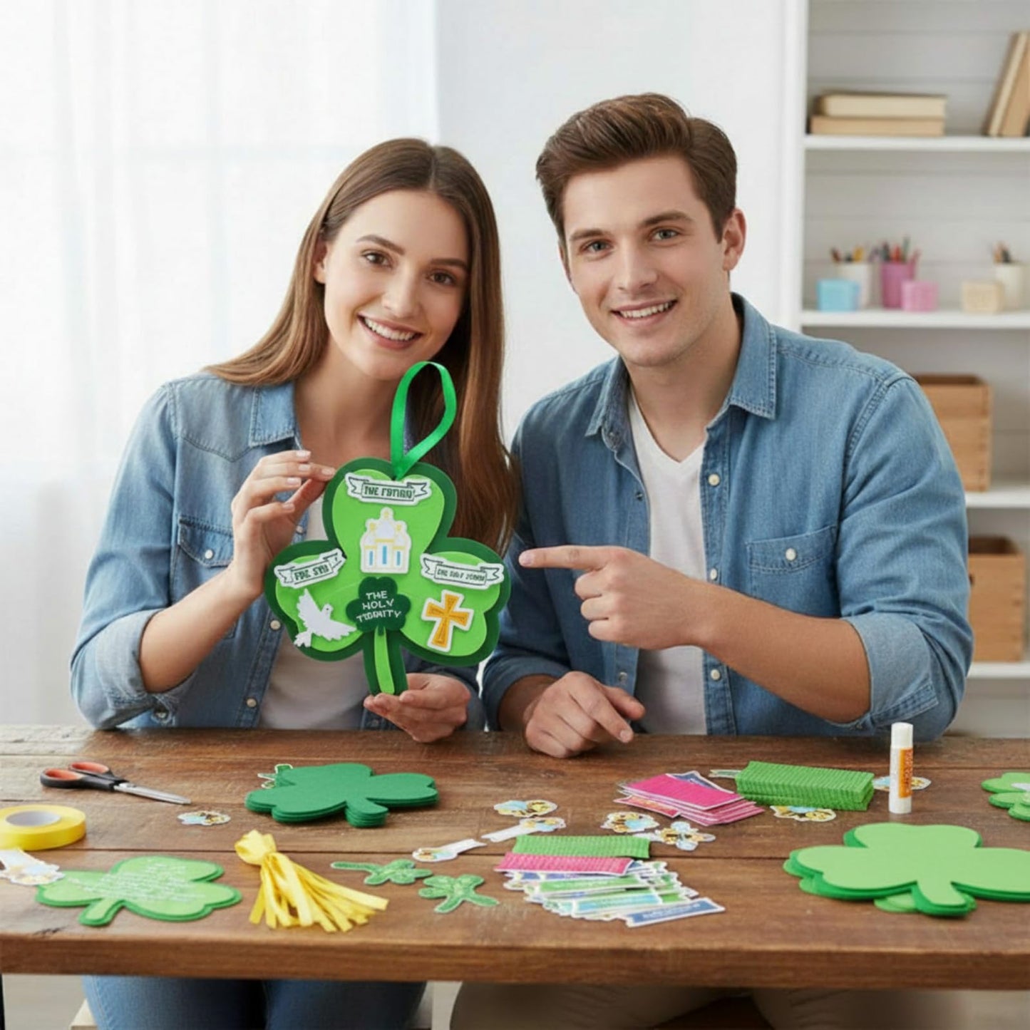 Syhood 24-Set Trinity Shamrock Craft Kit for St. Patrick's Day – Bible Crafts for Sunday School, VBS & Home Activities