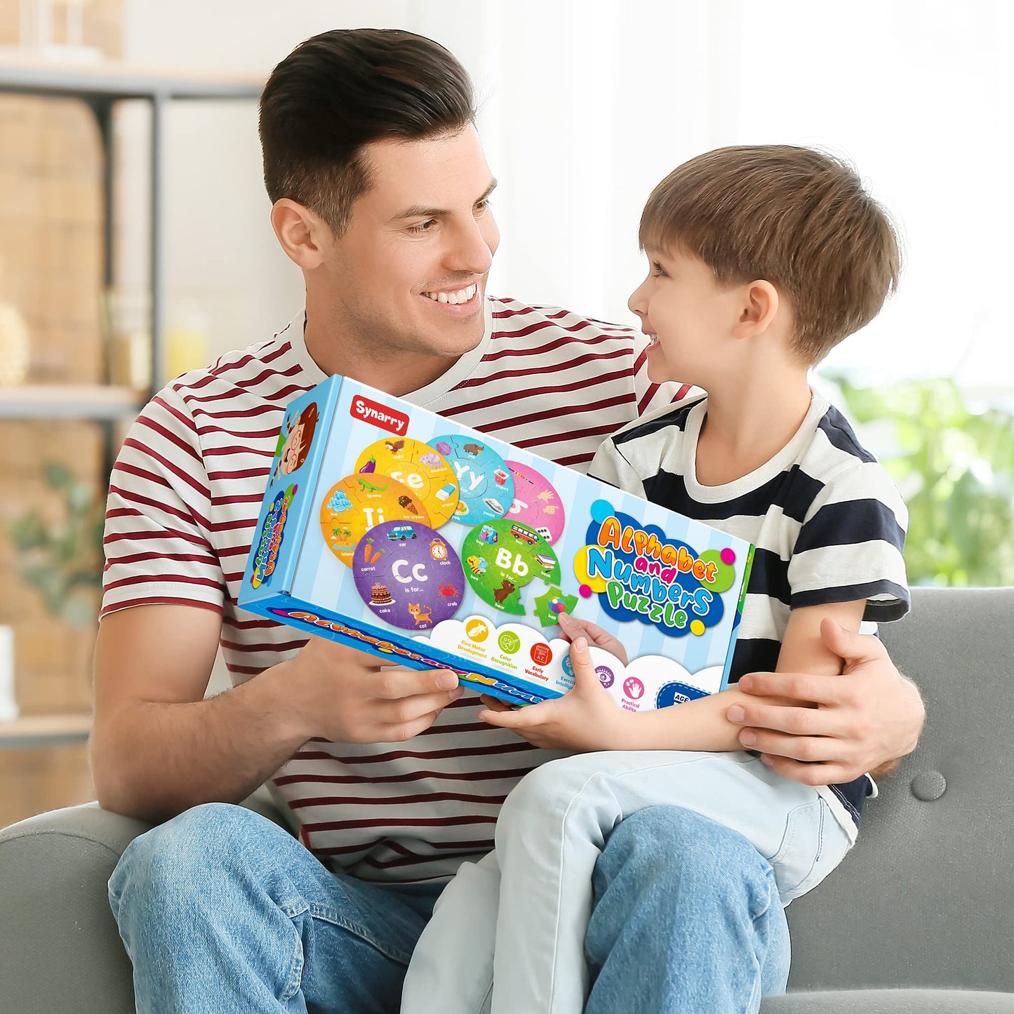 SYNARRY Alphabet & Number Puzzle Set for Kids 3-8 – ABC & 1-10 Educational Toys