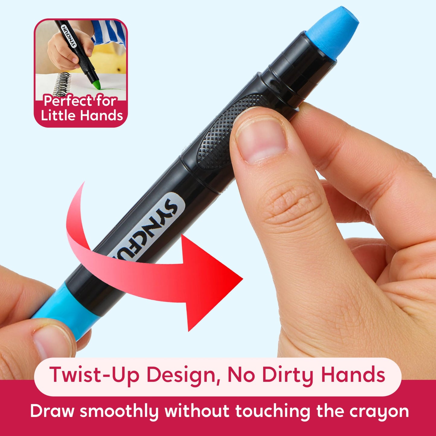 SYNCFUN 24 Pcs Twistable Silky Window Crayons – Washable, Non-Toxic, Mess-Free Art Supplies for Kids 3+