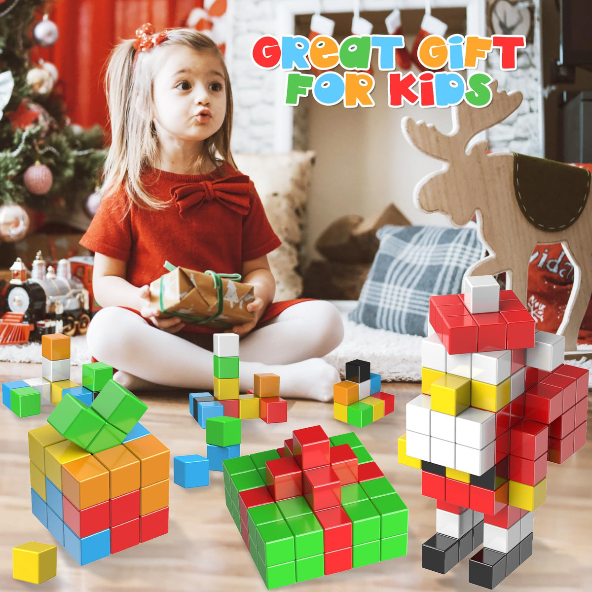 SYSKENI Magnetic Blocks - 56-Piece STEM Montessori Toys for Ages 3-8