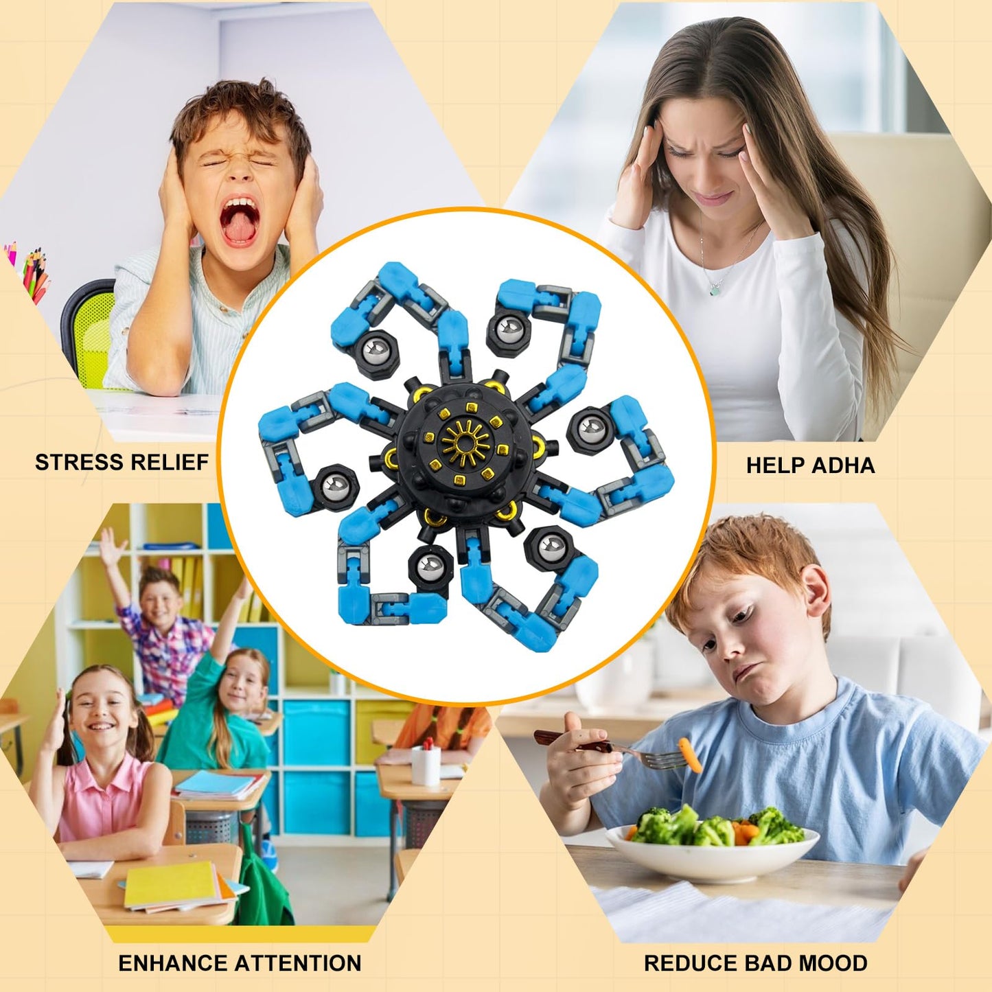 Szcuelz Transformable Fidget Spinner – Deformable Chain Toy for Stress Relief & DIY Fun