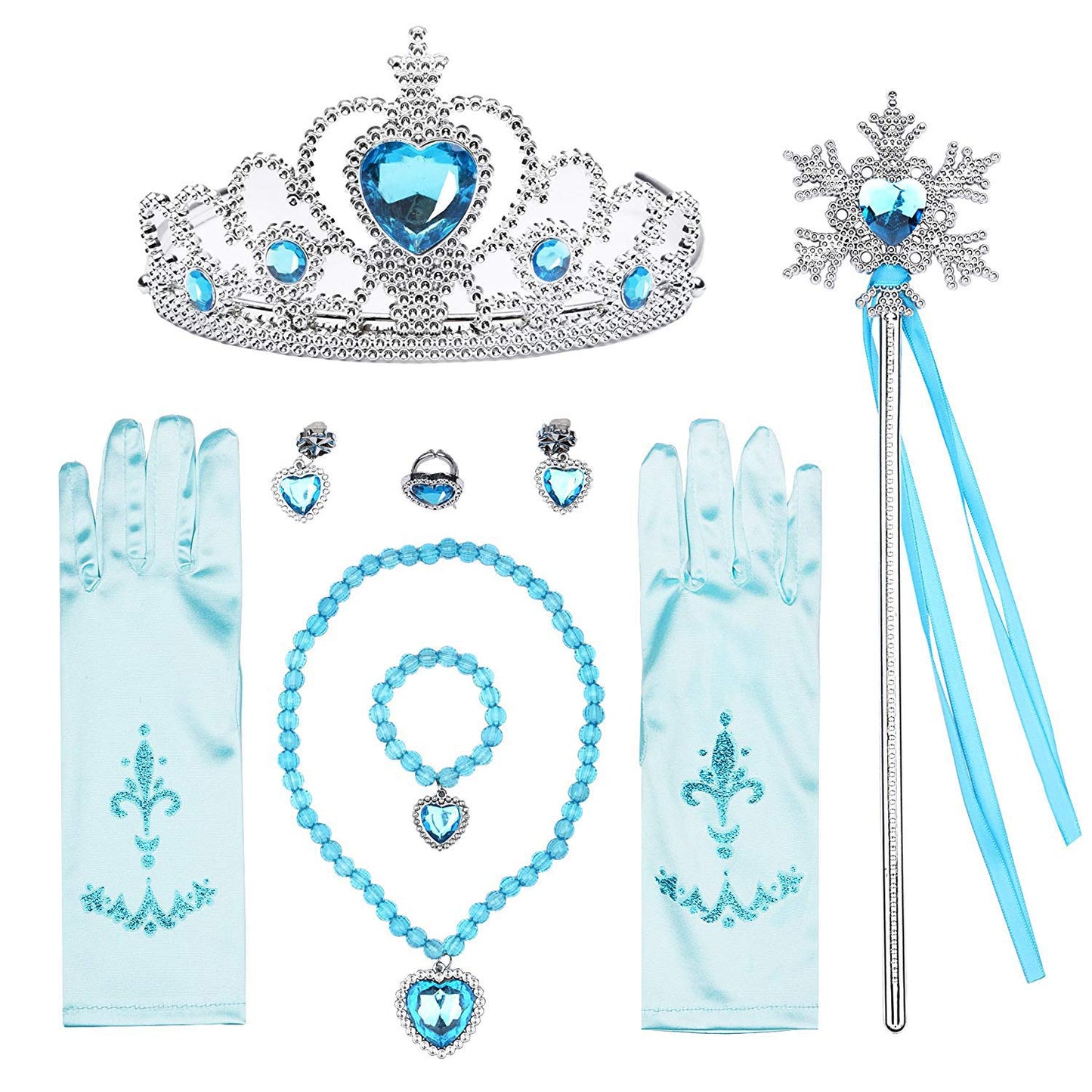 T-Trees Princess Dress Up Jewelry Set for Girls – 7-Piece Crown, Necklace, Scepter & Accessories