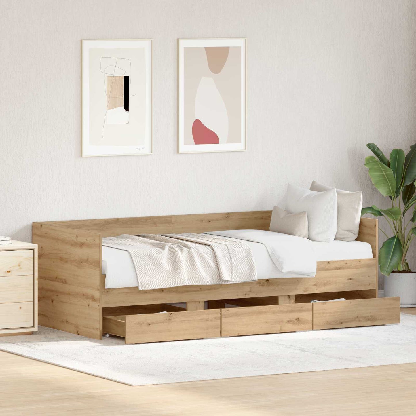 Daybed Artisan oak Engineered wood 90 x 190 cm Durable Daybed