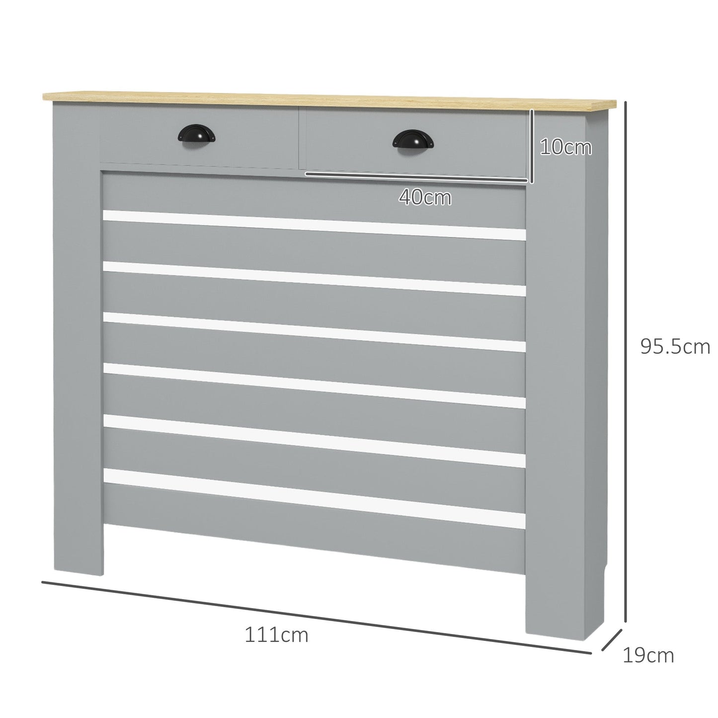 HOMCOM Radiator Cover with Drawer, Horizontal Slat, 78cm