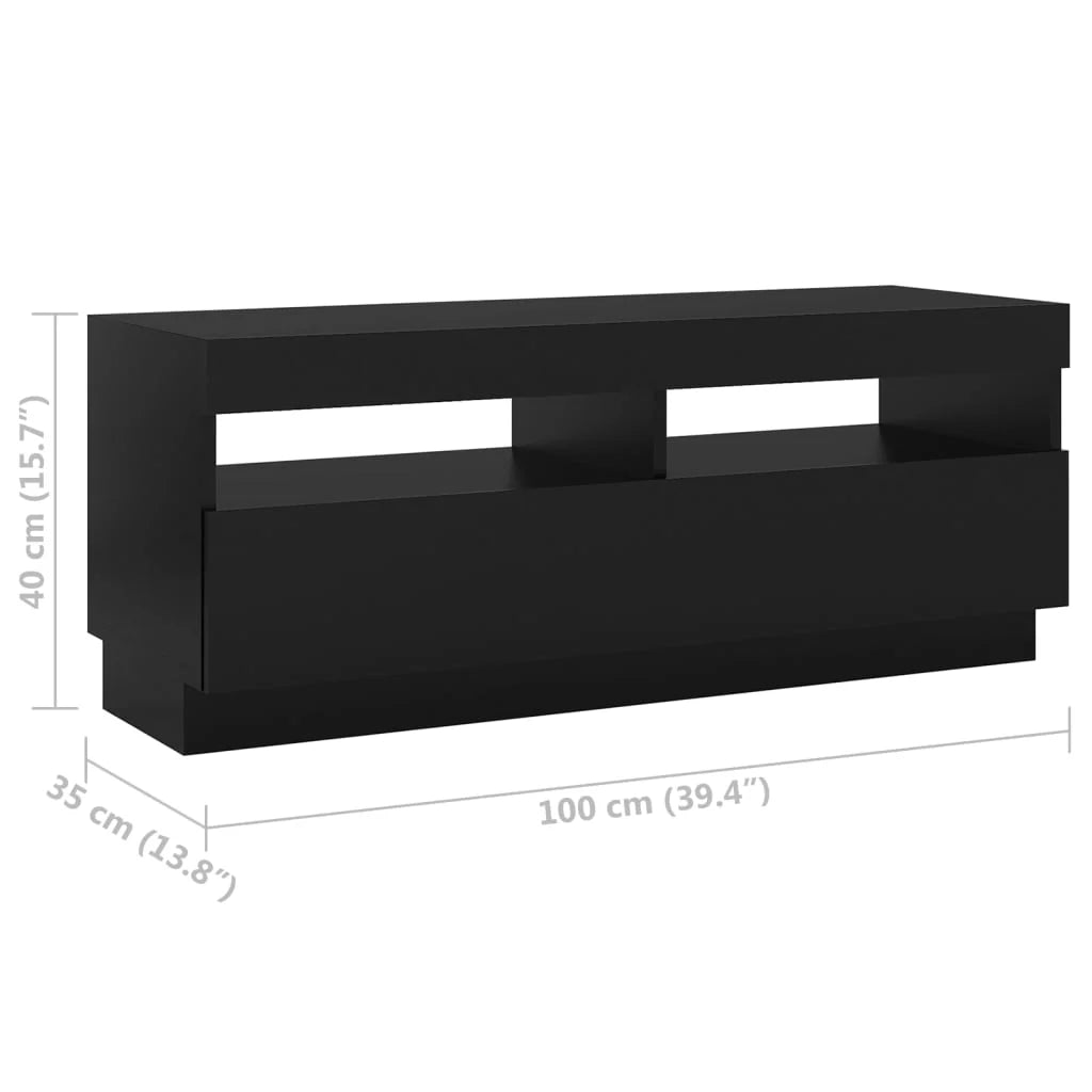 TV Cabinet with LED Lights Black 300x35x40 cm
