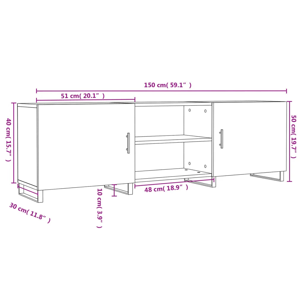 TV Cabinet White 150x30x50 cm Engineered Wood
