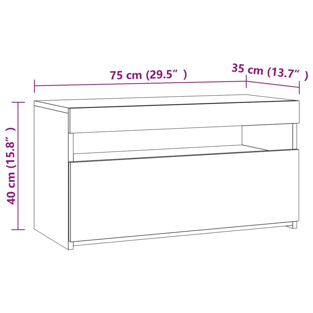 TV Cabinet with LED Lights Sonoma Oak 75x35x40 cm