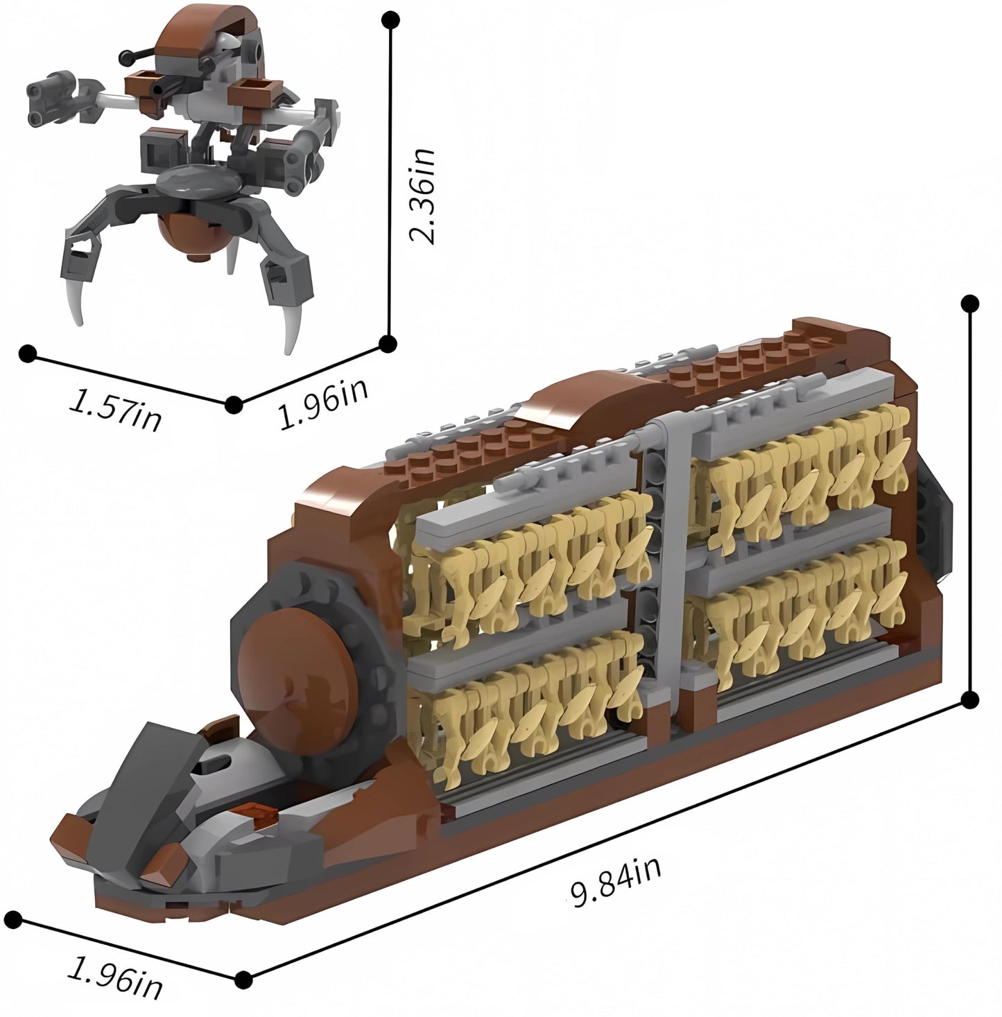 Tabitgs Battle Soldiers Army Build Kit – 537 Pieces, 32 Soldiers, 2 Droidekas, Platoon Attack Craft