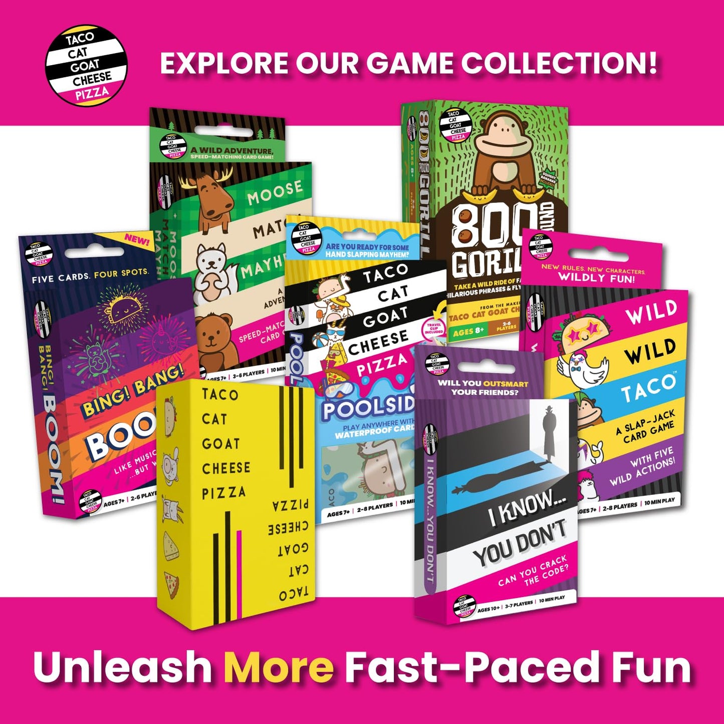 Taco Cat Goat Cheese Pizza — Fast, Fun Card Game for 2-8 Players | 10-15 Minute Rounds | Family & Friends