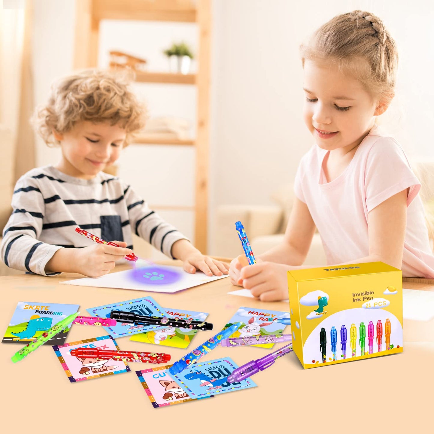 TAFULOR Invisible Ink Pen Set for Kids – UV Spy Pens, 24pcs