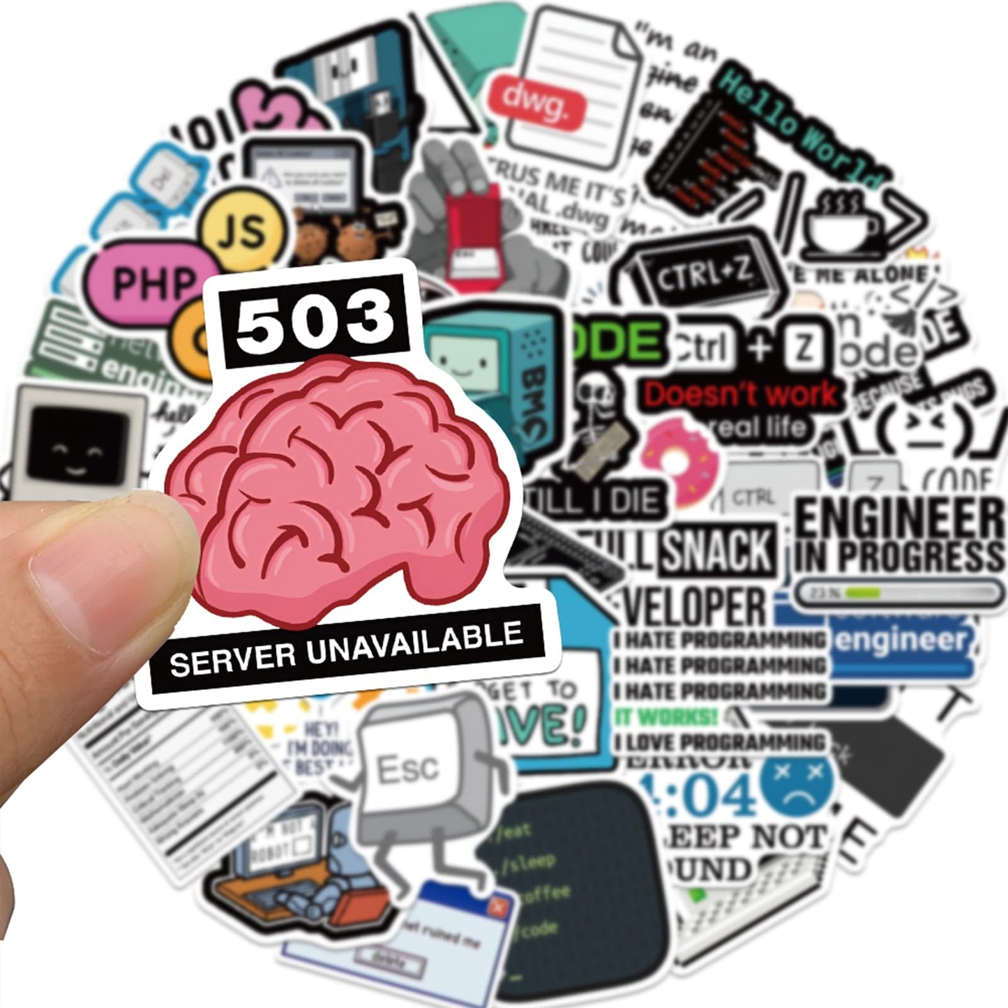 TaiLiHaile 110-piece Programming Stickers – Waterproof Vinyl for Laptop, Water Bottle, Luggage