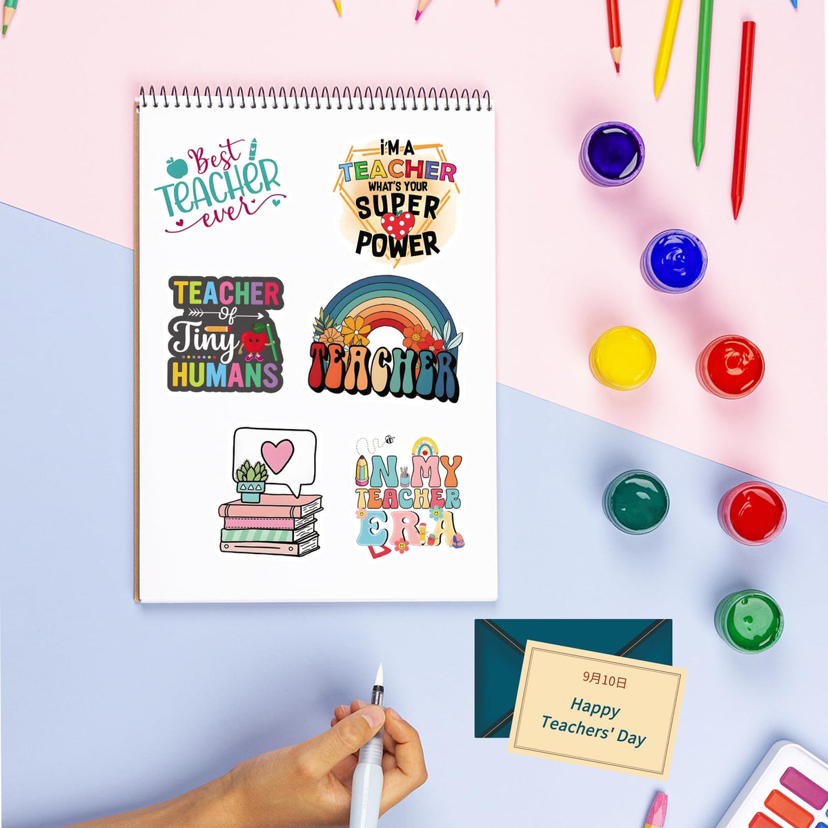 TaiLiHaile 110PCS Teacher Stickers Non-Repeating Waterproof Meme Vinyl Decals for Laptops, Water Bottles & More