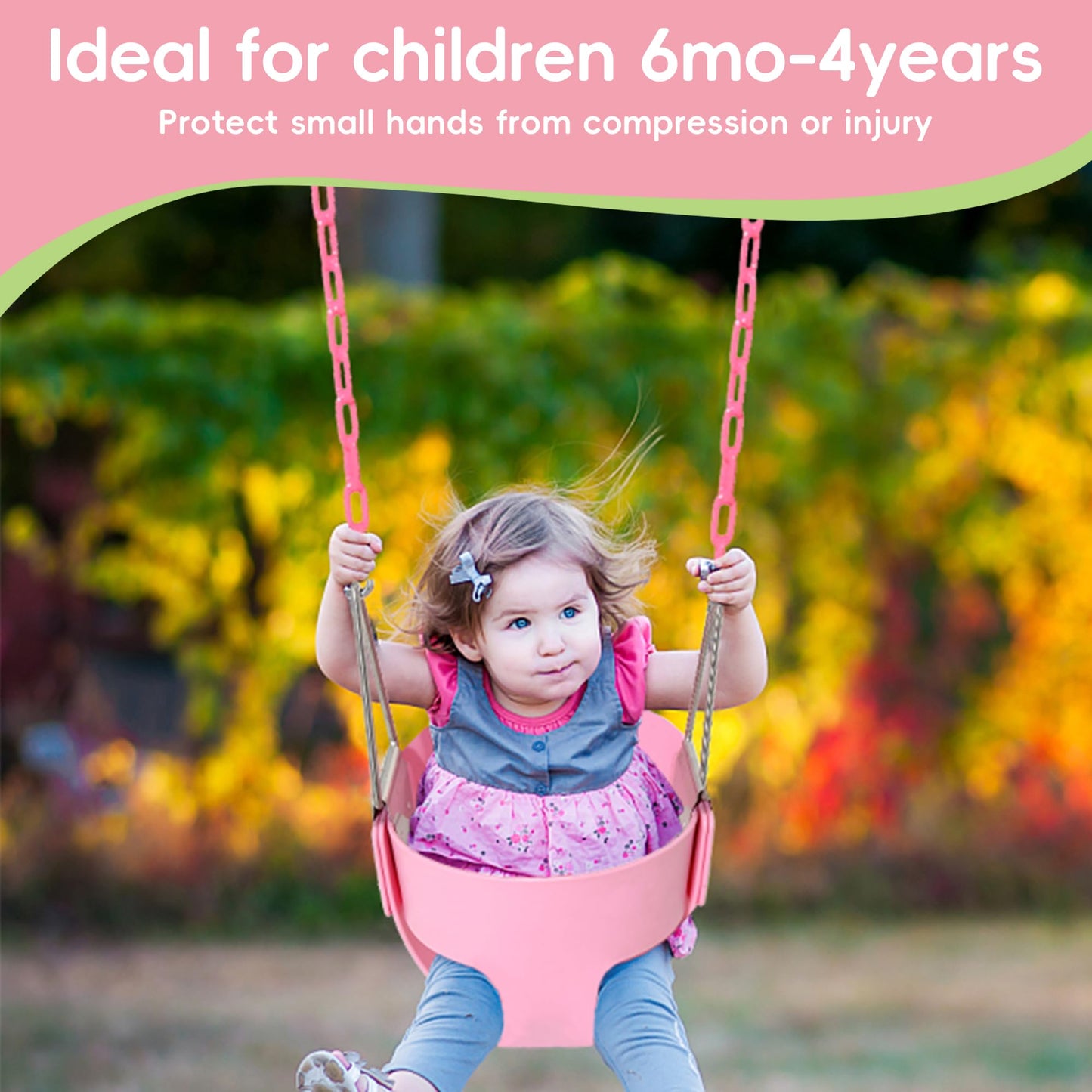 Take Me Away Pink Swing Seat – Heavy-Duty Toddler Bucket Swing with 66-inch Chains