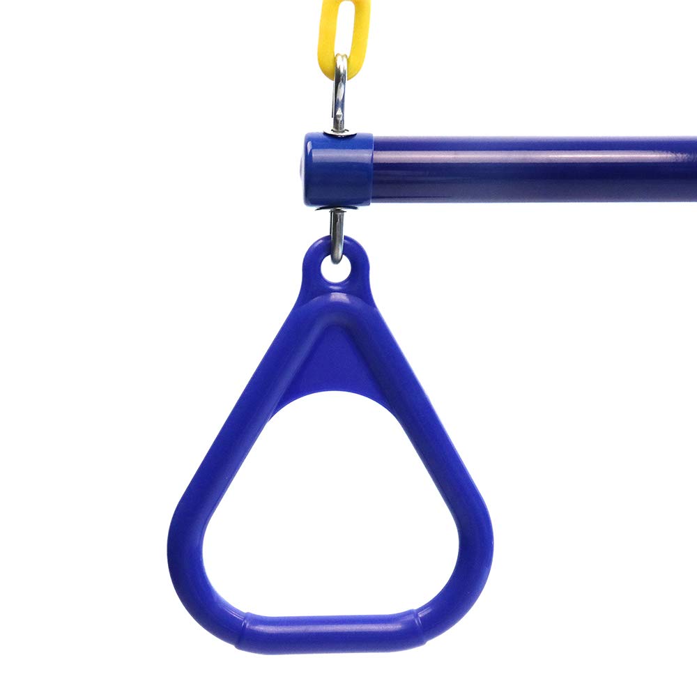 Take Me Away 18-inch Trapeze Swing Bar with Rings & 48-inch Heavy-Duty Chains | Backyard Playground Accessory