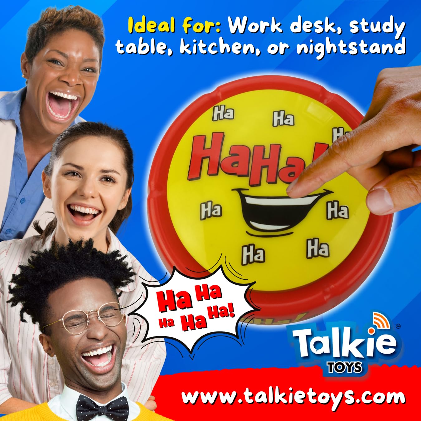 Talkie Toys Ha Ha Button - 11 Funny Sounds for Office Pranks