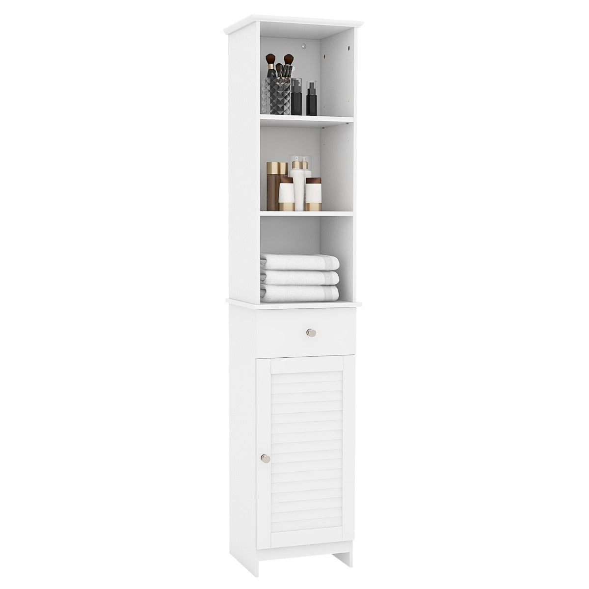 Tall Bathroom Cabinet with Adjustable Shelves-Black