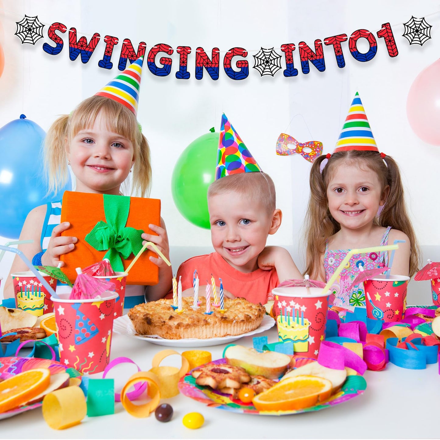 TaoBary Spider Theme 1st Birthday Banner – Pre-Strung, Easy Setup