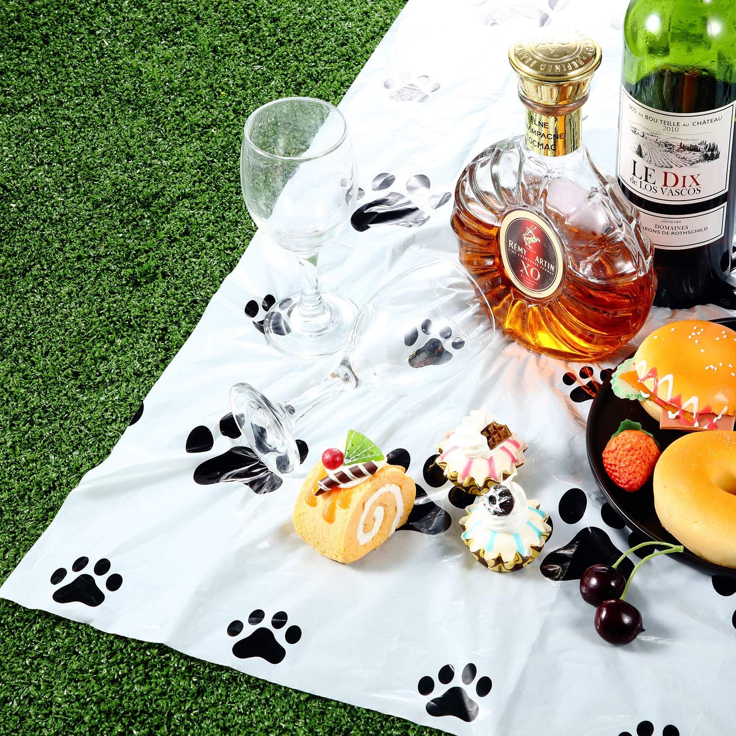 Tatuo 2 Pcs Puppy Paw Print Tablecloths – 71x54 in Black Dog Theme Party Decor