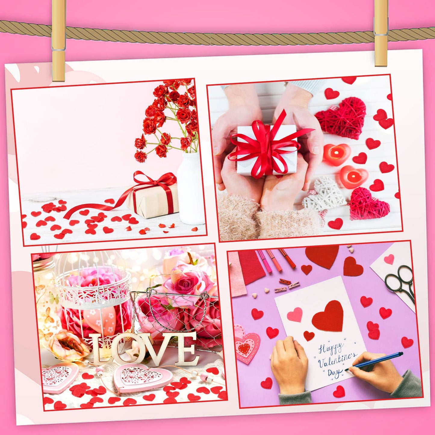 Tatuo 300 Pcs Red Valentines Day Felt Hearts – DIY Confetti for Romantic Decor