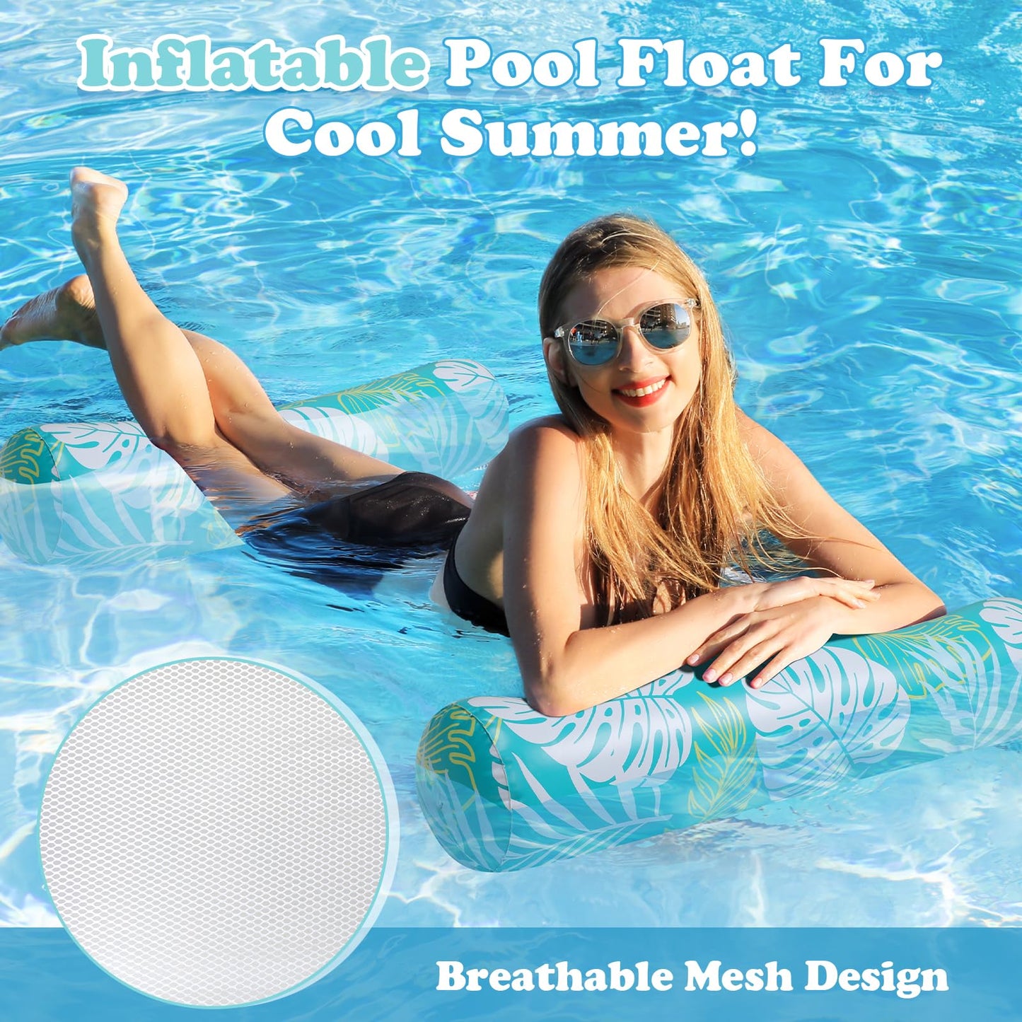 Tavaleu Pool Floats Adult – 2 Pack 4-in-1 Inflatable Pool Lounges