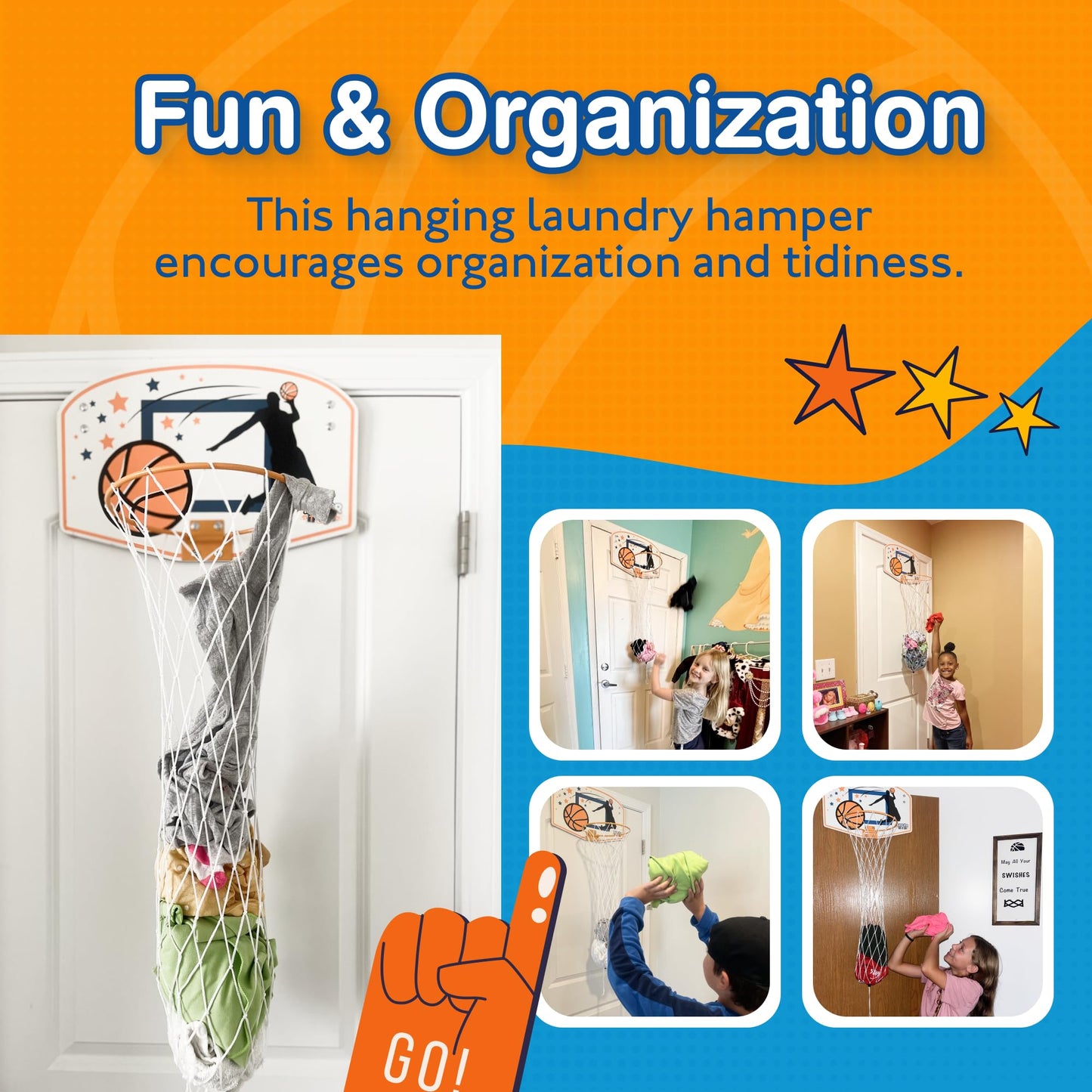 Taylor Toy Over the Door Basketball Laundry Hamper – Space-Saving Hoop Organizer