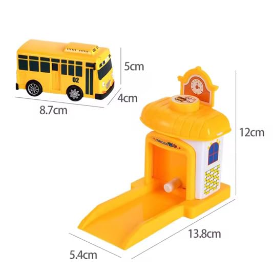 Tayo Bus Playset – 4-Color Battery-Free Toy with Garage Launcher for Kids 3+