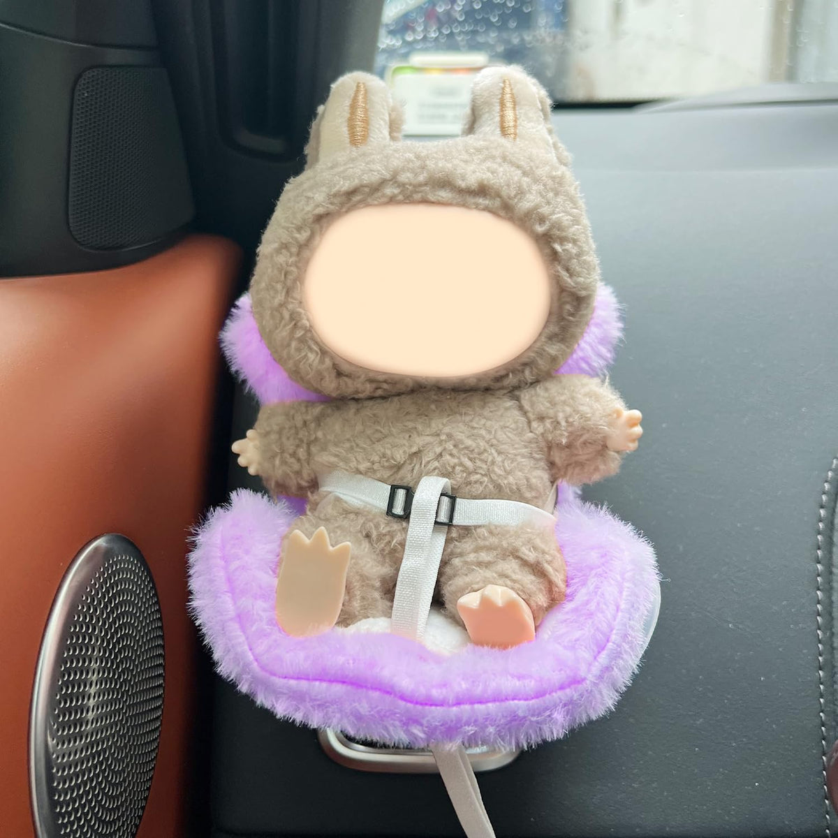 TDDS9 Doll Car Seat for 15-17cm Dolls with Plush Cushion & Air Vent Clip – Purple