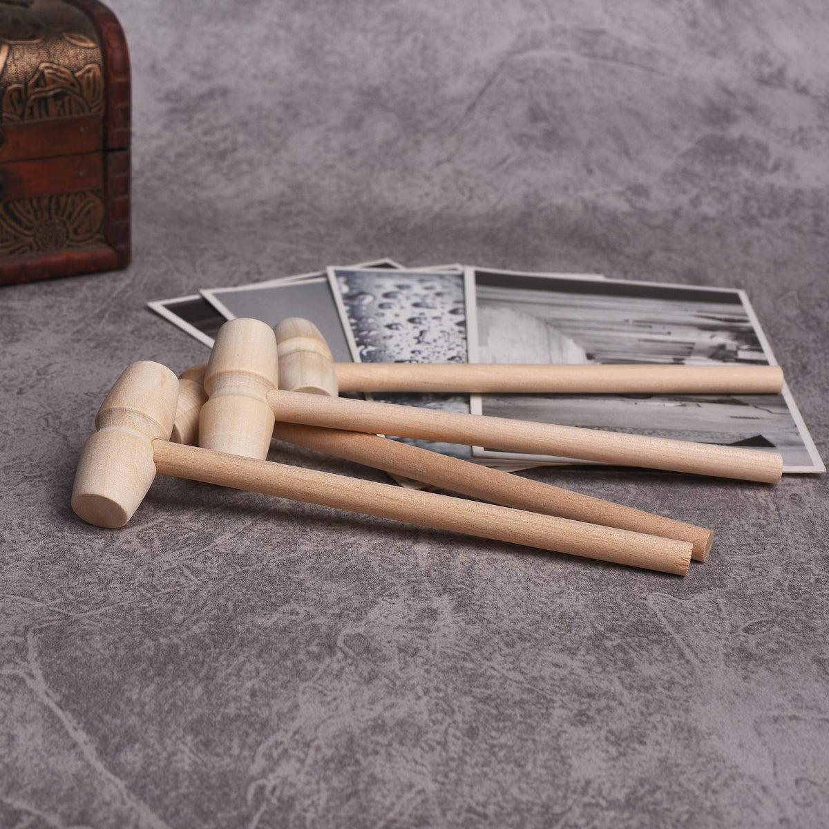 TDOCK 24 Pieces Mini Wooden Hammers – Natural Wood Mallets for Kids