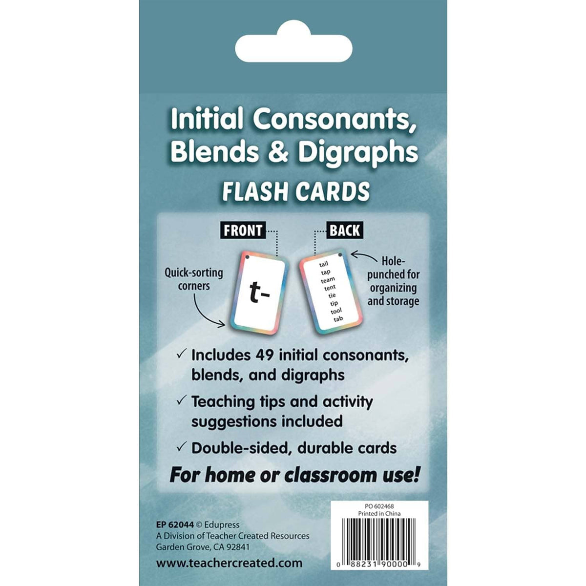 Teacher Created Resources Initial Consonants, Blends & Digraphs Flash Cards (EP62044) – 56 Durable Double-Sided Cards
