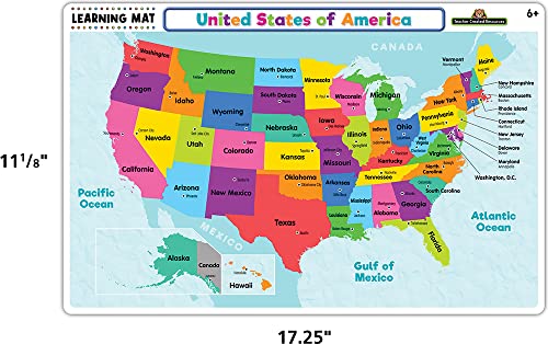 Teacher Created Resources USA Map Learning Mat – Write-On/Wipe-Off Geography & Skills