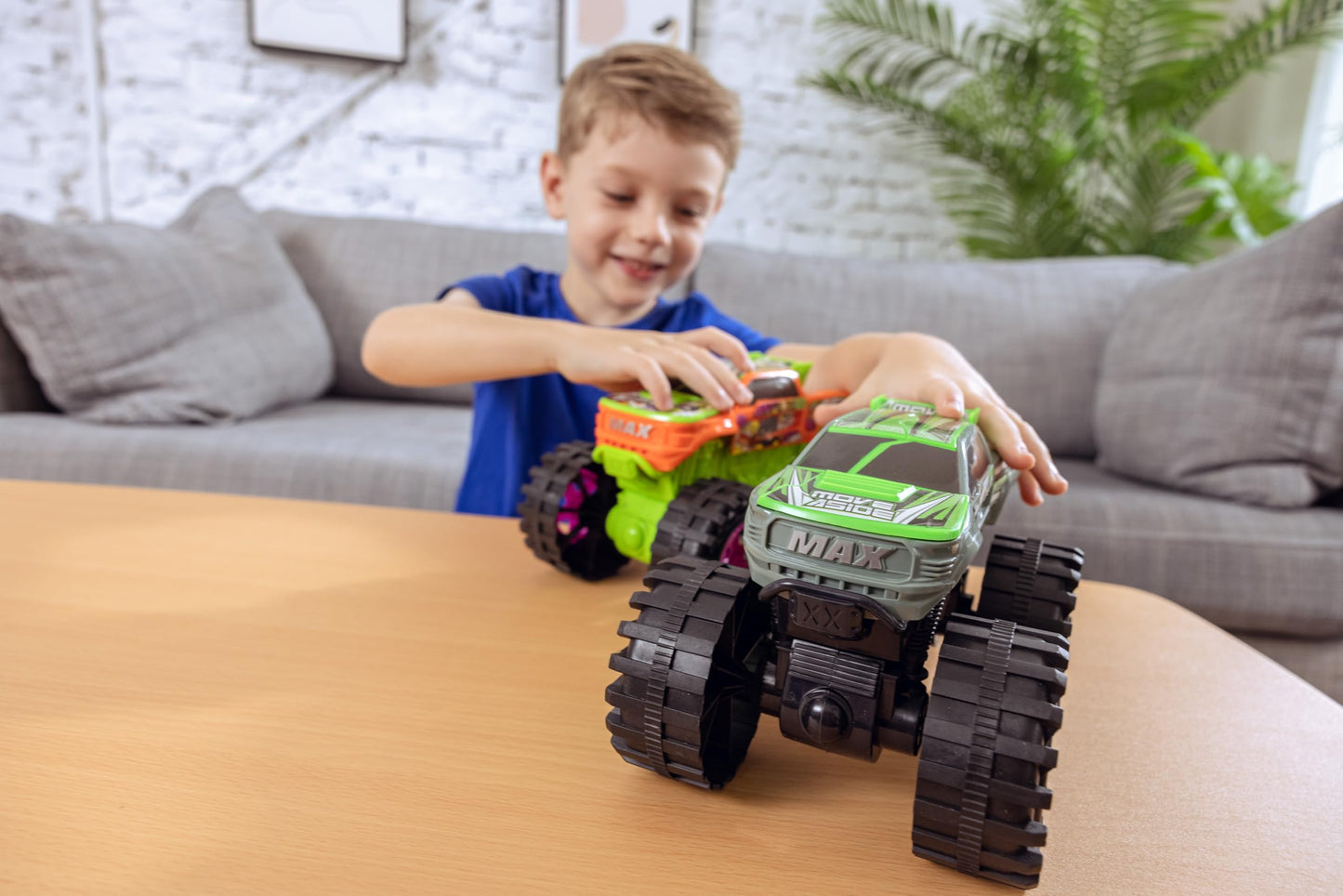 Team Power Exploding Monster Truck Toy - Crashes, Lights, Reboots, 8.7-Inch Gift