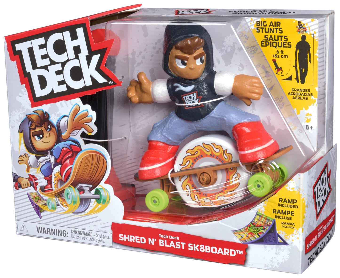 TECH DECK Shred N' Blast Sk8board — Motorized Finger Skateboard with Ramp