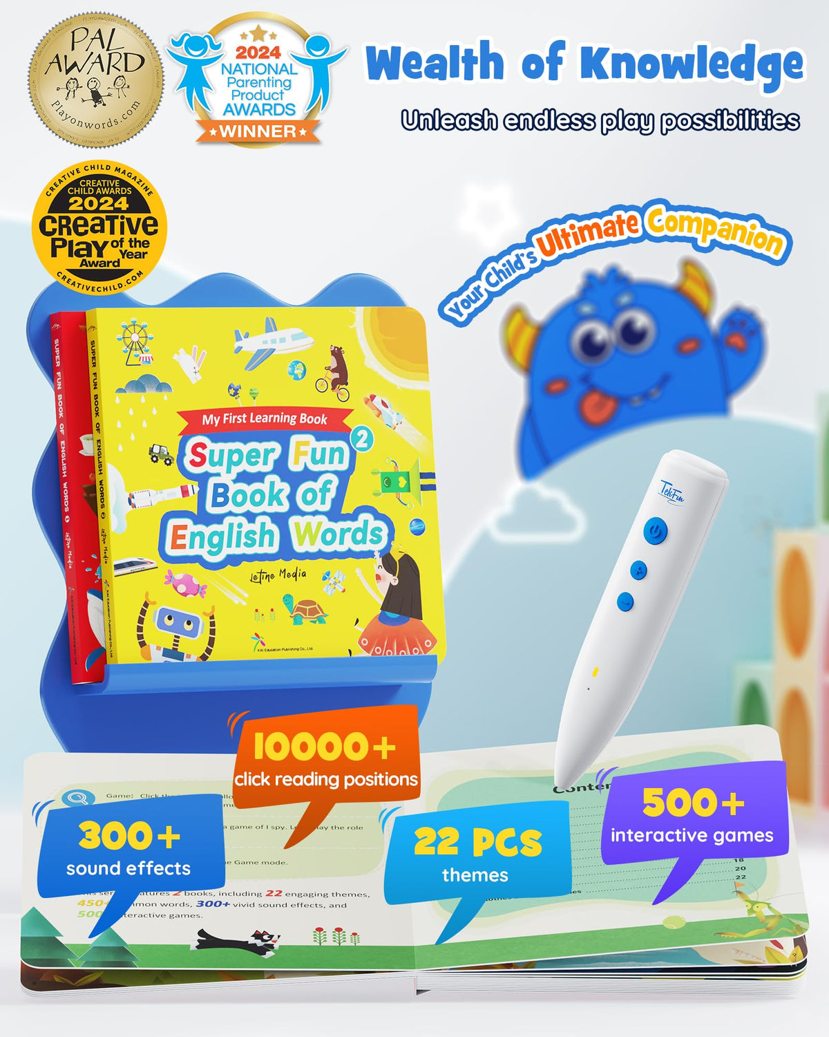 TEKFUN Learn to Read Sound Books with Talking Pen – 500+ Activities for Kids 2–6