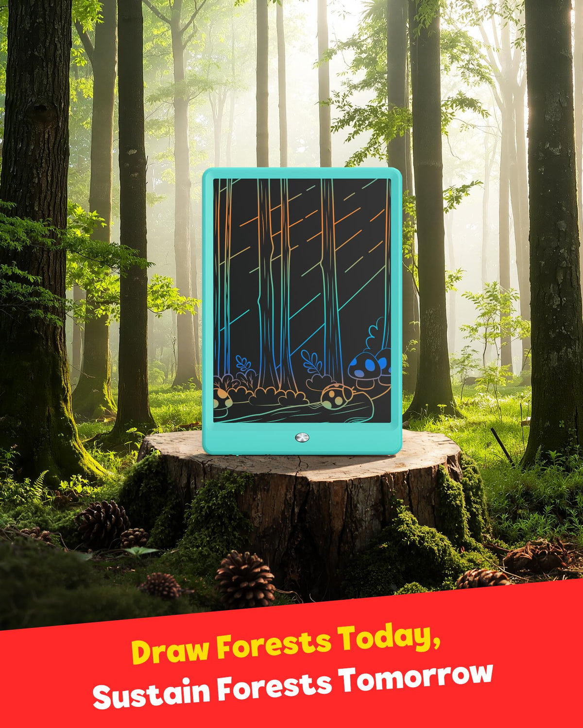 TEKFUN Kids 10-Inch LCD Writing Tablet – Mess-Free Doodle Board for Ages 3-10 (Green)