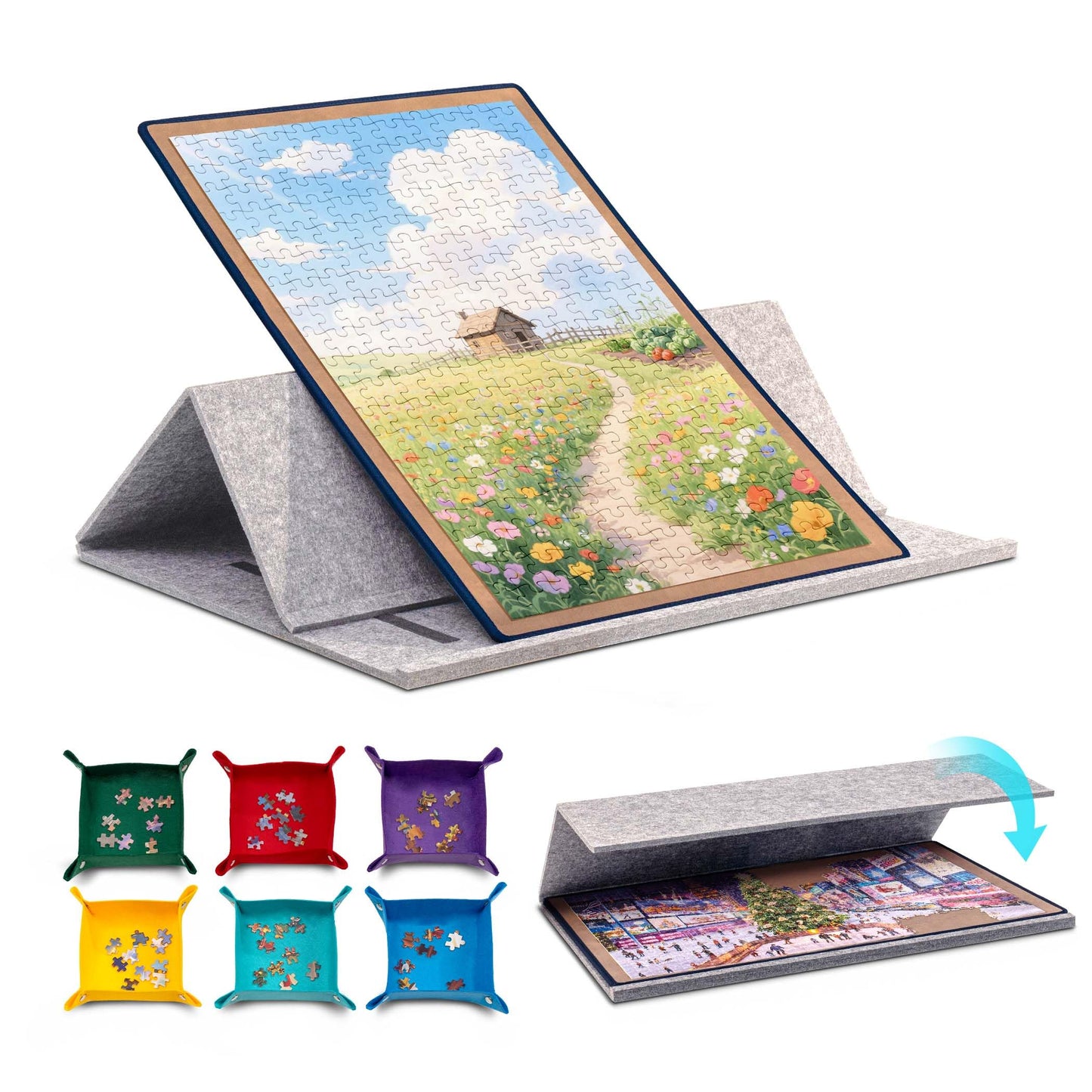 Tektalk Jigsaw Puzzle Board with 2-in-1 Cover & Stand, Khaki