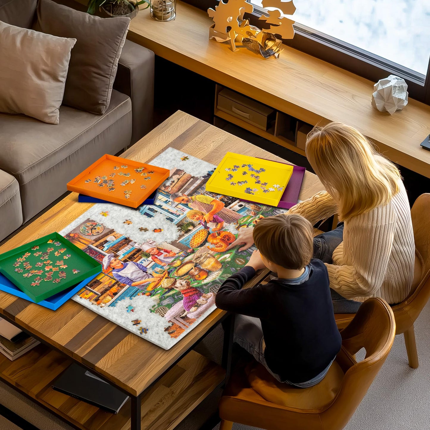 Tektalk Foldable Jigsaw Puzzle Board with Adjustable 3-Angle Stand – Lightweight & Portable for 1000-Piece Puzzles