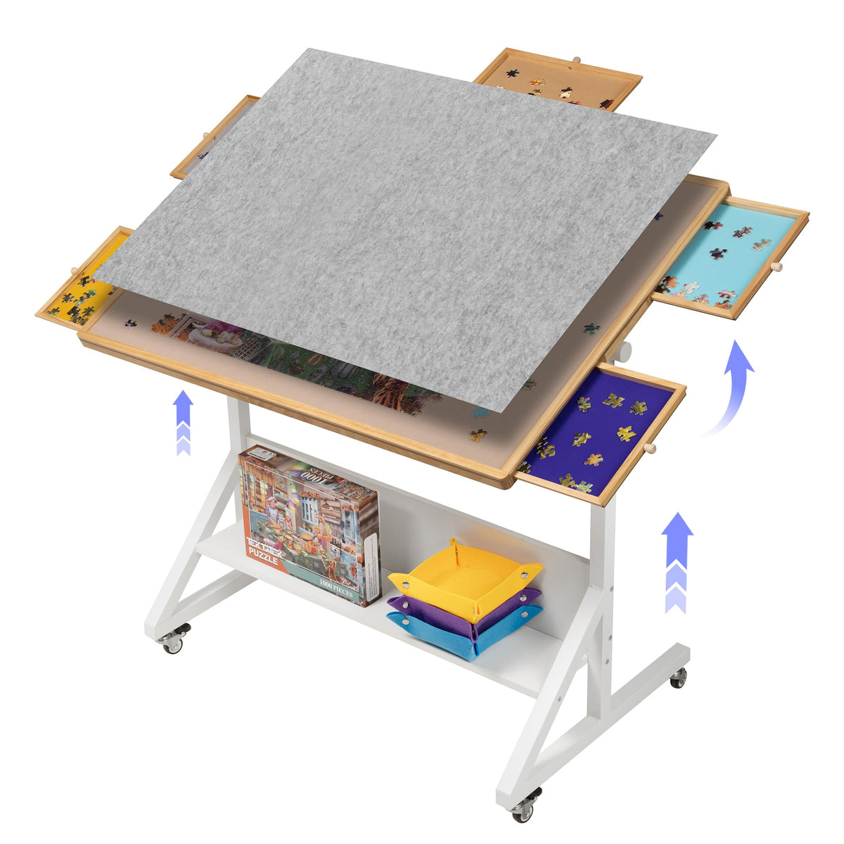 Tektalk Jigsaw Puzzle Table with Angle & Height Adjustment – 1500-Piece Capacity