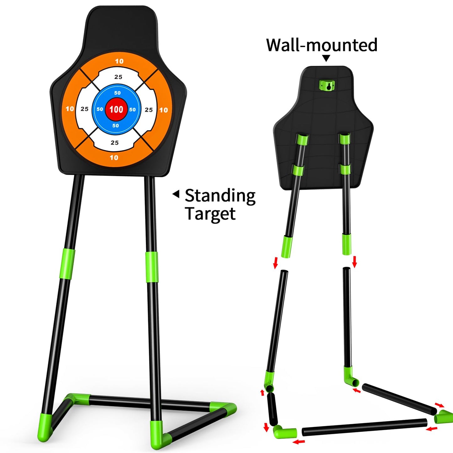 TEMI Bow and Arrow Set for Kids 4-8 | LED Target, 10 Suction Cup Arrows, Quiver & Stand Target
