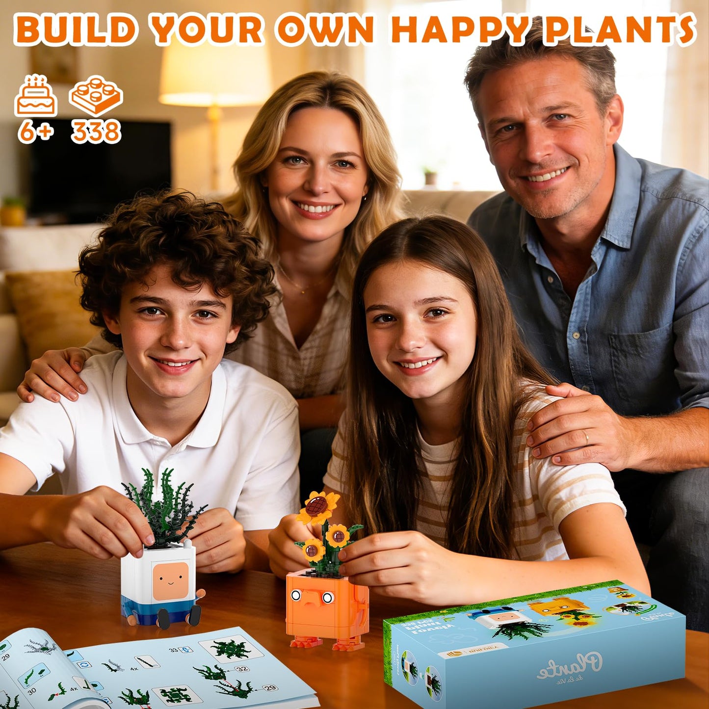 Tenhorses Happy Emotional Plants – Botanical Building Blocks Set | Sunflower LEGO-Compatible Desk Decor