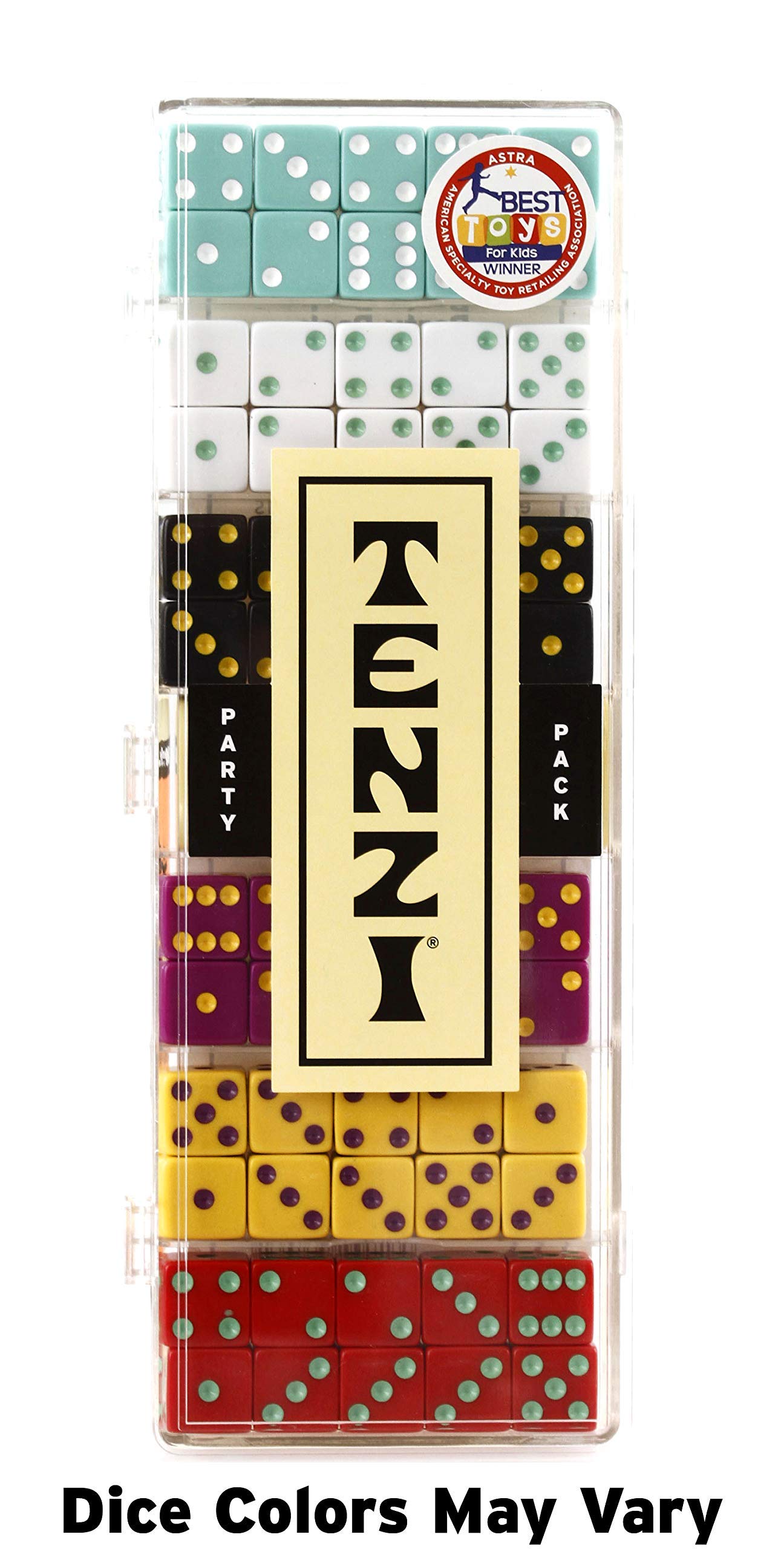 TENZI Party Pack Dice Game – Fast Family Fun, 6 Sets of 10 Dice + Storage Case