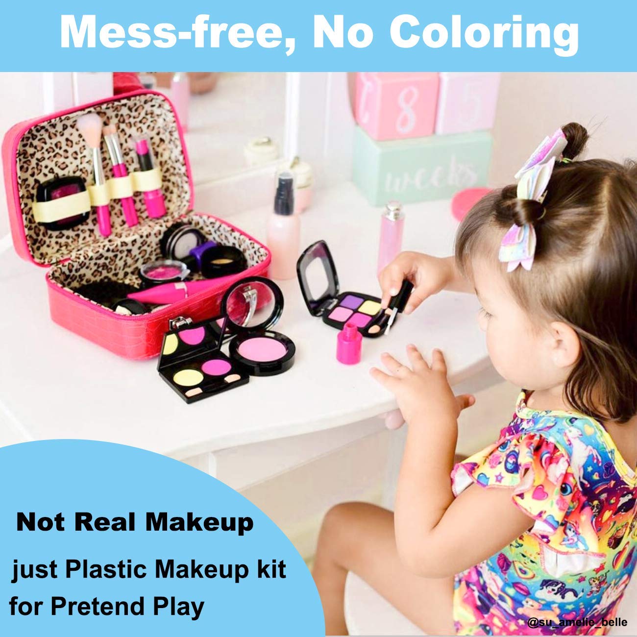 Tepsmigo Pretend Makeup Kit for Girls – Safe Toy Makeup Set for Ages 3+ (Not Real Makeup)