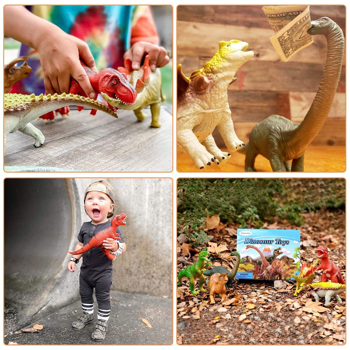 Tepsmigo Soft Dinosaur Toys Set of 6 – Jumbo T-Rex, Velociraptor & Triceratops for Kids Aged 3-7