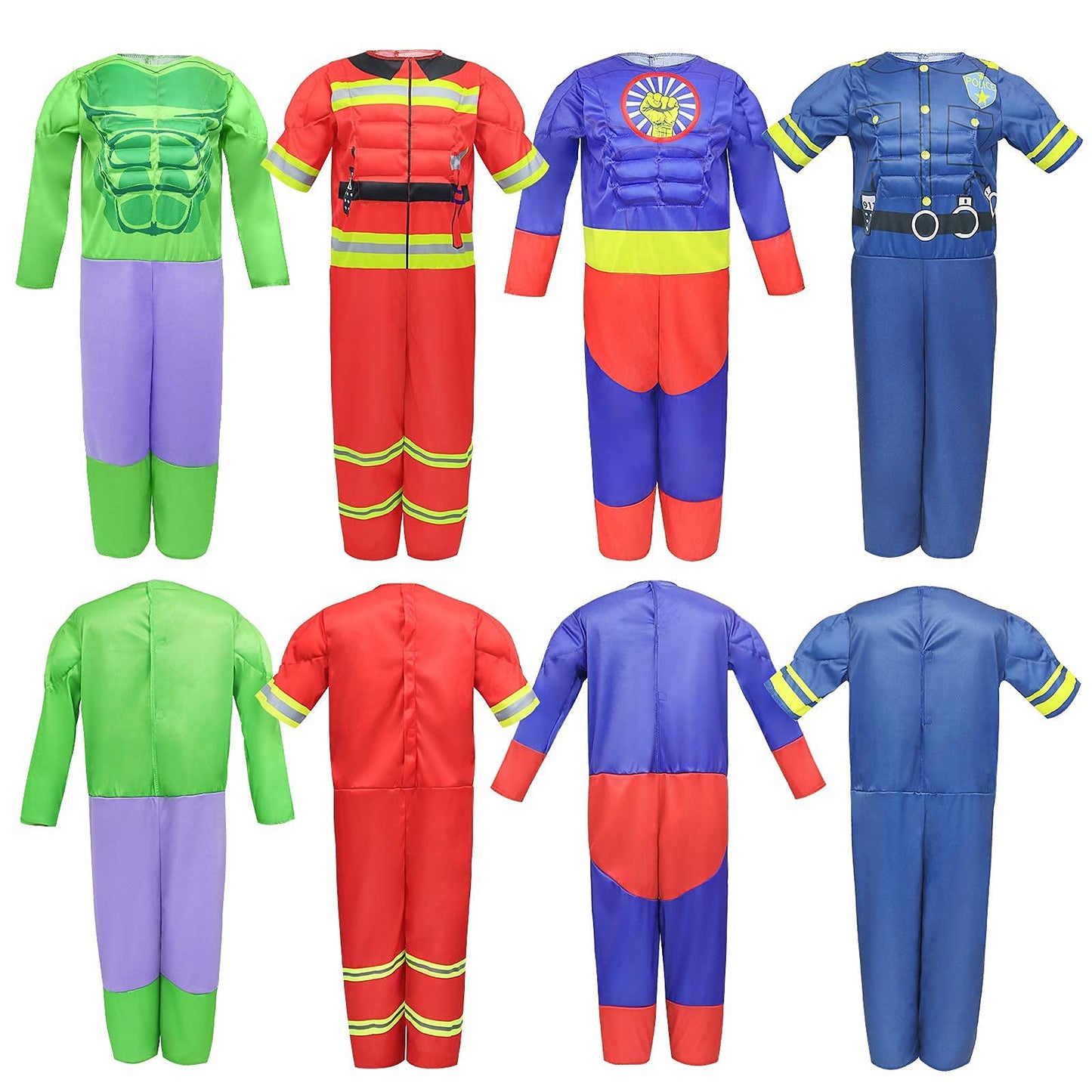 Teuevayl Boys Muscle Chest Costumes Trunk – 4 Roles Dress Up Set (Ages 4-7)