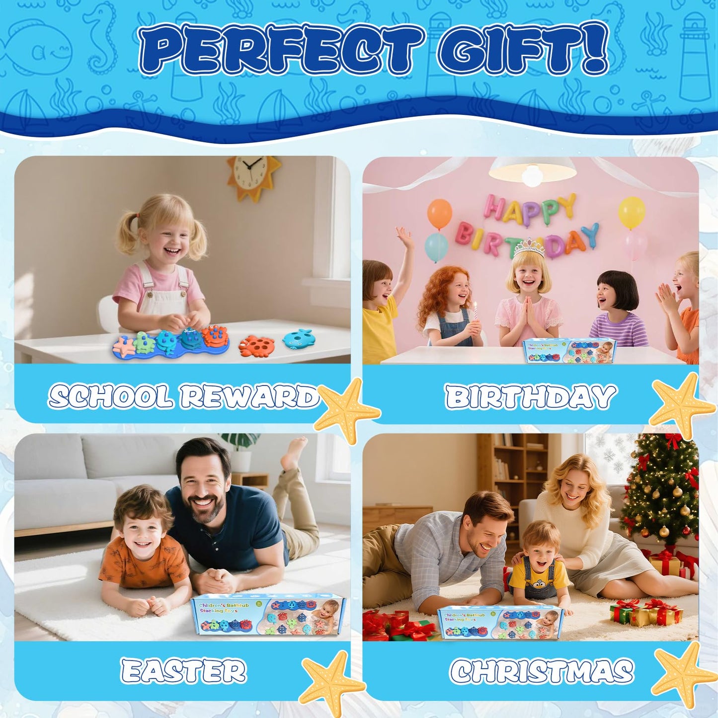 Texviko Baby Bath Toys – Premium Silicone Mold-Free Ocean Animals for Toddlers