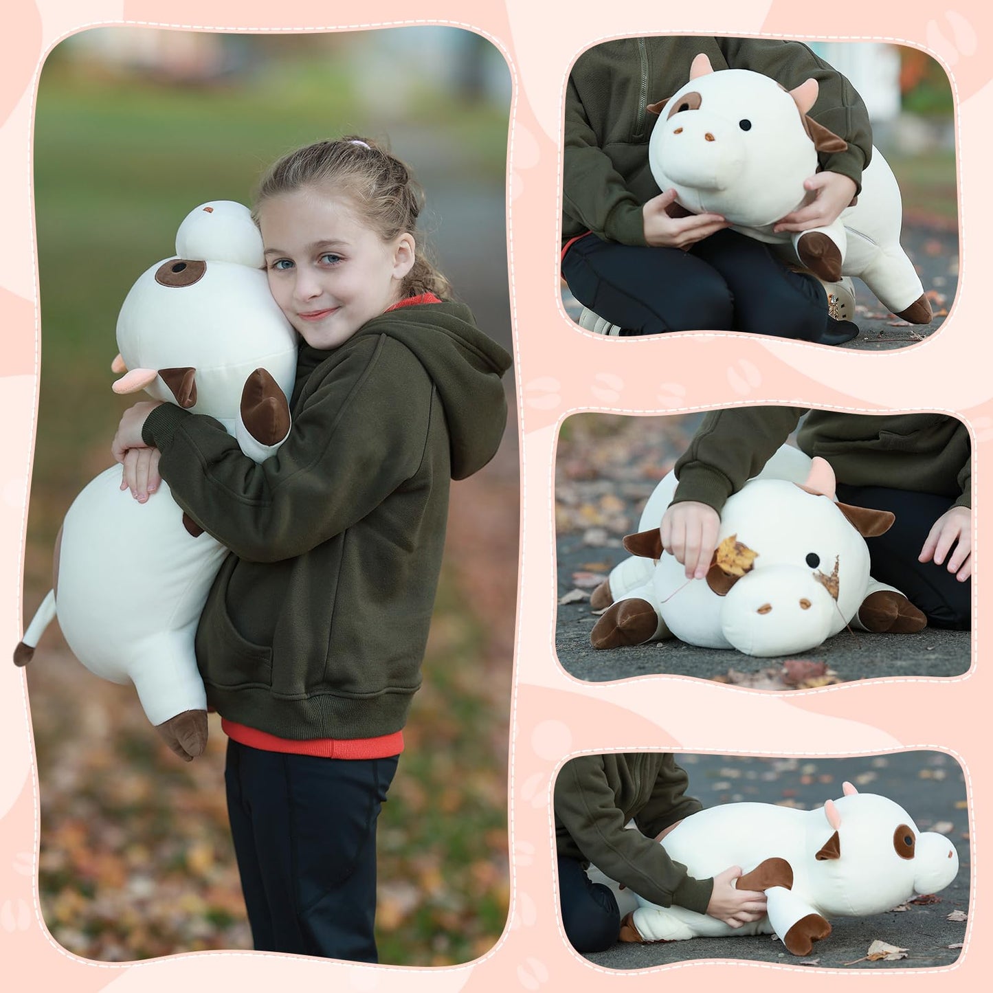 Tezituor Large Cow Plush Pillow – 24-inch Ultra-Soft Hug Pillow for Kids & Adults