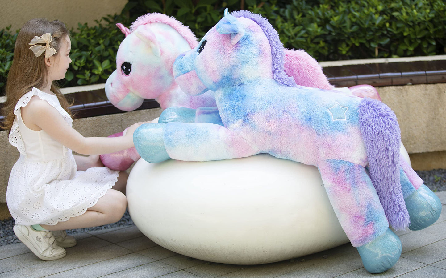 Tezituor 43in Giant Unicorn Plush – Rainbow Pink Unicorn Toy for Girls, Big Gift & Decor