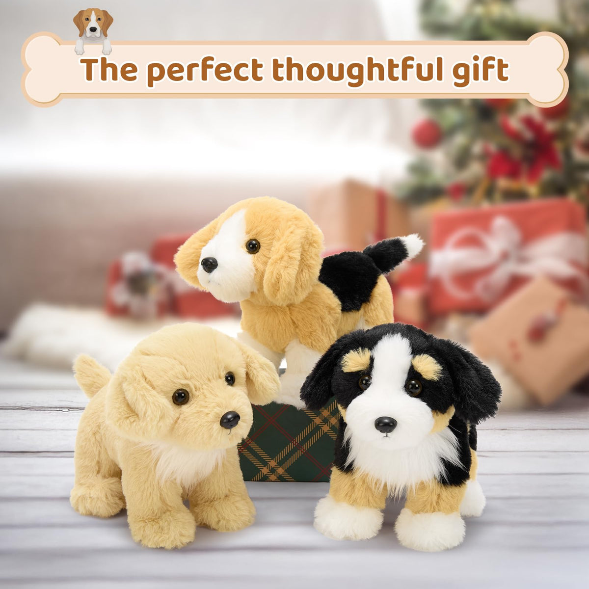 Tezituor 6 Pcs Bulk Dog Stuffed Animals – 11\" Fluffy Puppy Plush Toys for Kids | Party Favors & Gifts