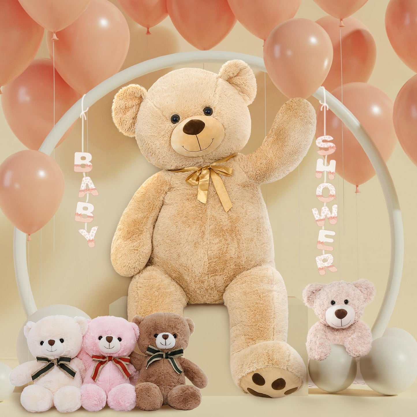Tezituor Giant Teddy Bear 5 ft Tall – Light Brown Life-Size Plush, 59 Inches